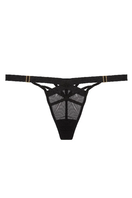 Chantal Black Elastic and Mesh Thong