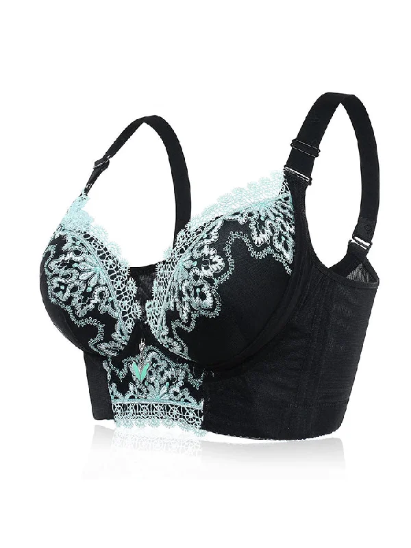 Embroidery Adjustable Longline Bra