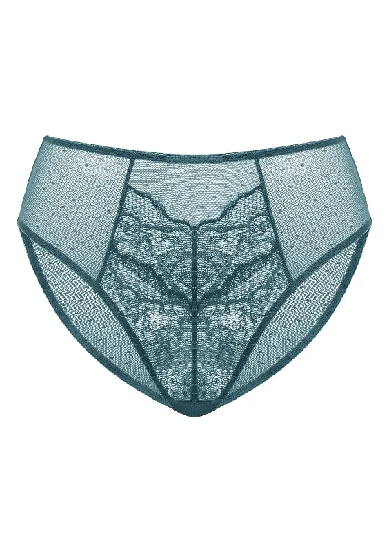 Enchante High-Rise Balsam Blue Lace Brief Underwear