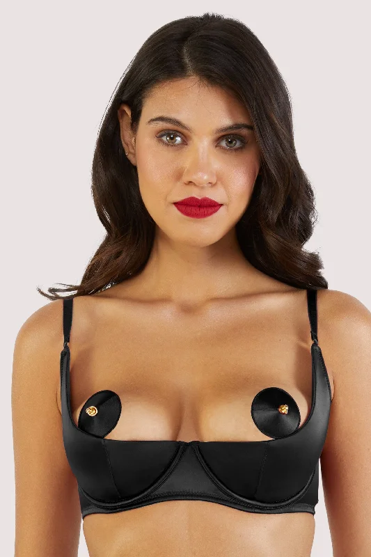 Etta Black Satin Quarter Cup Bra