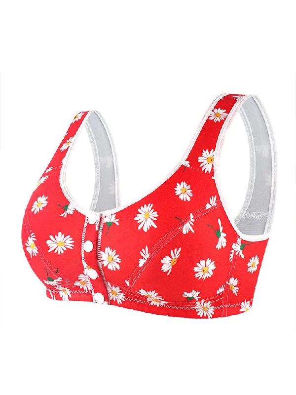 Floral Print Comfort Sleep Front Close Bra