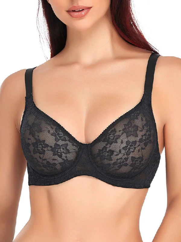 Lace Full Bust Non-padded Push Up Underwire Bra