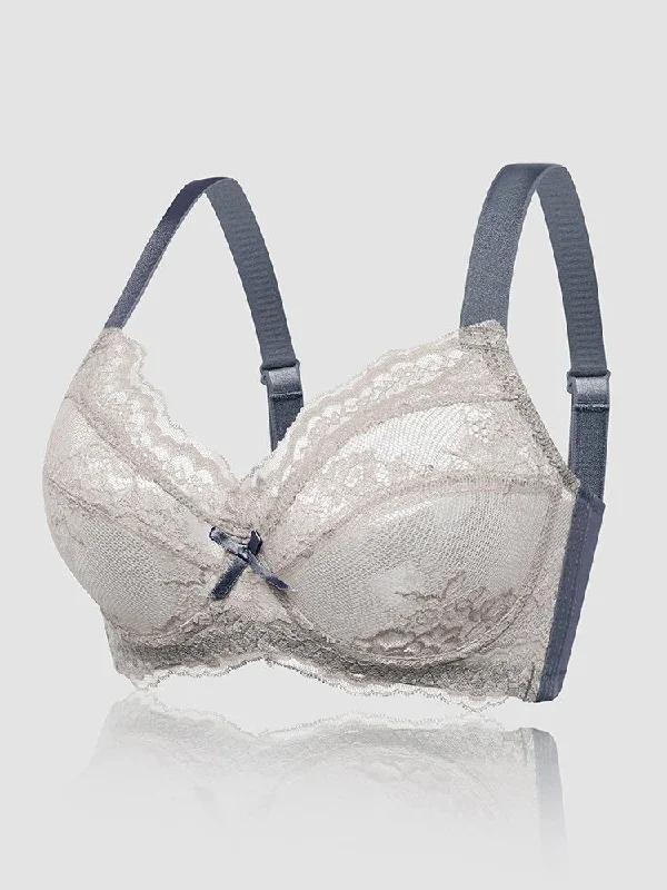 Sexy Lace Bowknot Soft Underwire Breathable Mesh Bras