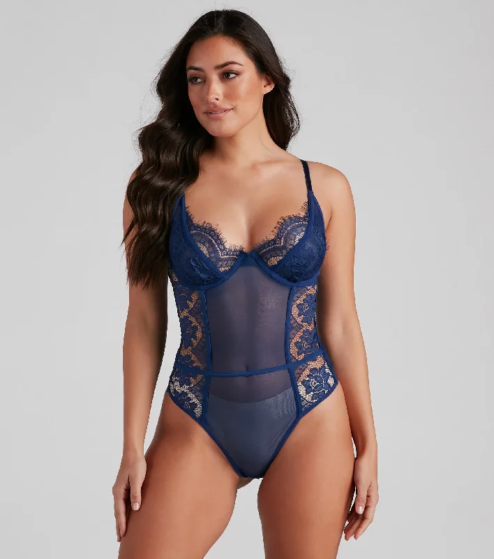 Temptress Sheer Lace Mesh Teddy