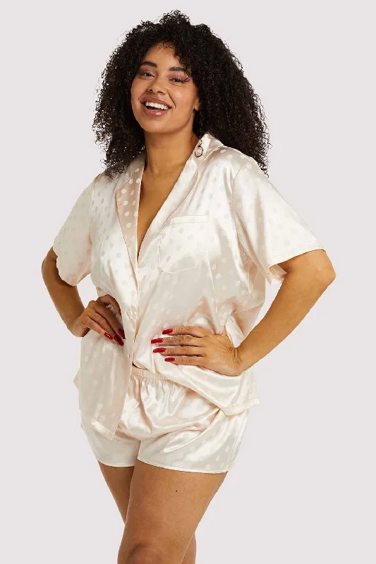 Champagne Spot Satin Pyjama Set