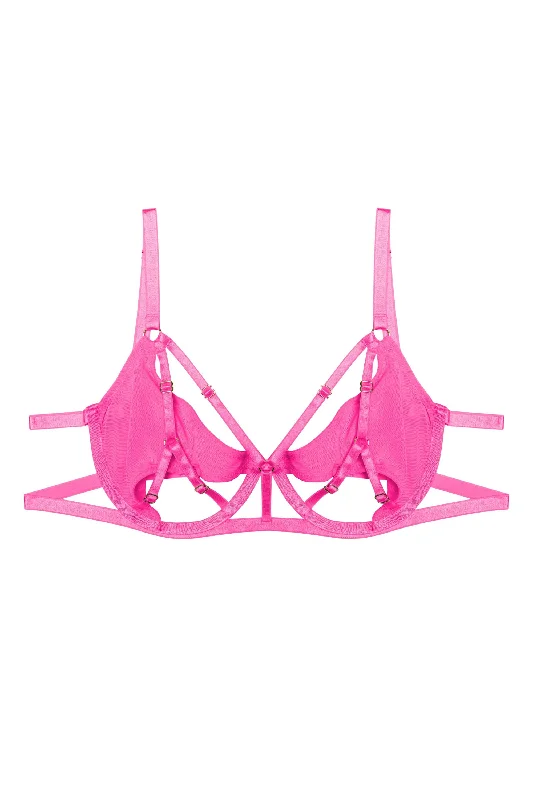 Penny Neon Pink Cut Out Mesh Bra