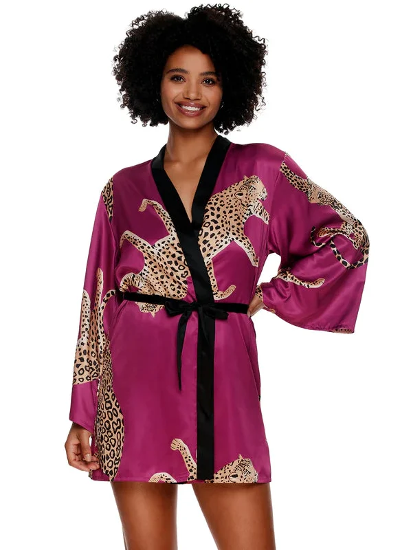 Adrienne Graphic Satin Kimono Wrap - Size Small