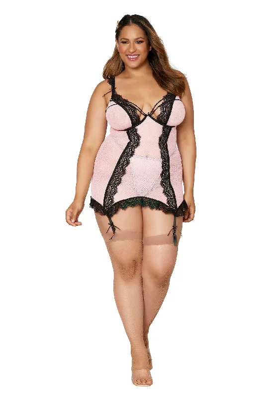 Cabaret Diva- Curvy Size Gartered Chemise