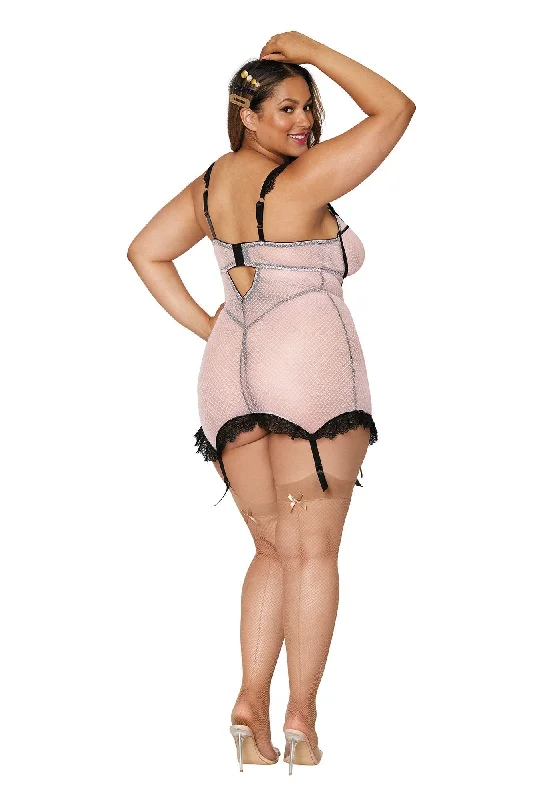 Cabaret Diva- Curvy Size Gartered Chemise