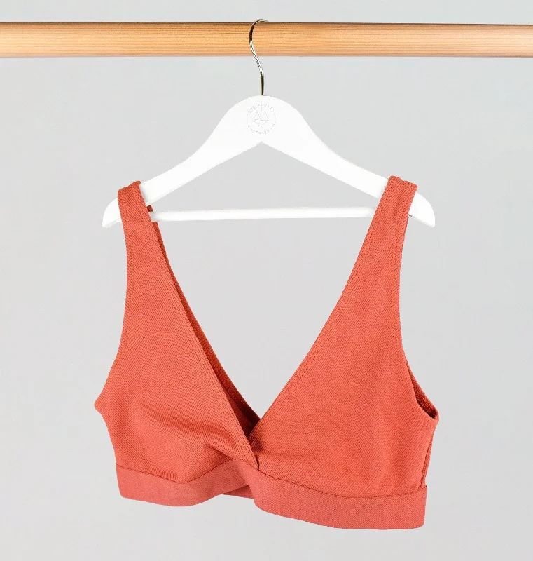 Cotton rib bra [Terracotta]