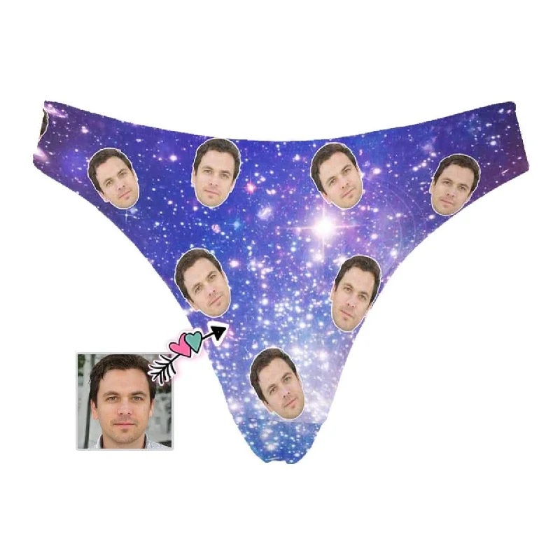 Custom Husband Face Starry Stars Women's Classic Thong