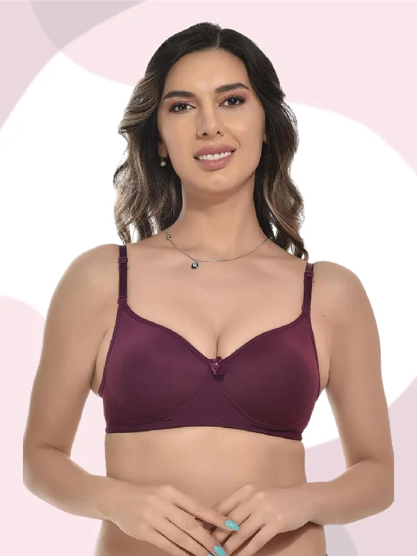 FIMS Fashion Women Cotton Blend Solid Padded Bra Pack of 1 Purple