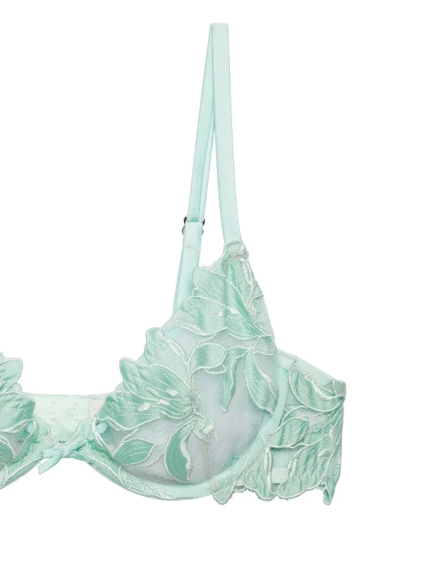 Fleur du Mal: Lily Embroidery Lace Underwire Demi Bra - Spearmint