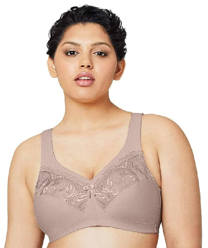 Glamorise Magic Lift Embroidered Wire-free Bra - Taupe