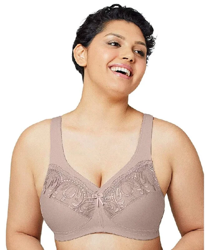 Glamorise Magic Lift Embroidered Wire-free Bra - Taupe