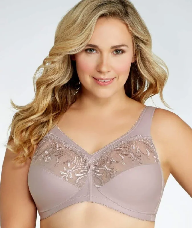 Glamorise Magic Lift Embroidered Wire-free Bra - Taupe