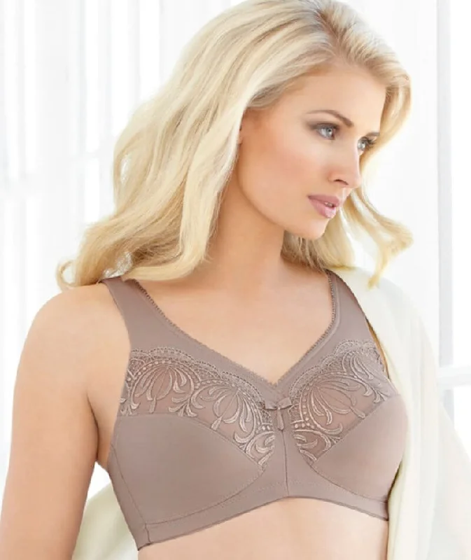 Glamorise Magic Lift Embroidered Wire-free Bra - Taupe