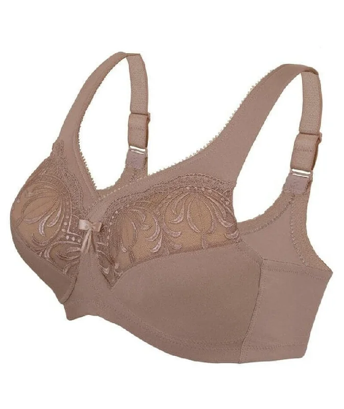 Glamorise Magic Lift Embroidered Wire-free Bra - Taupe