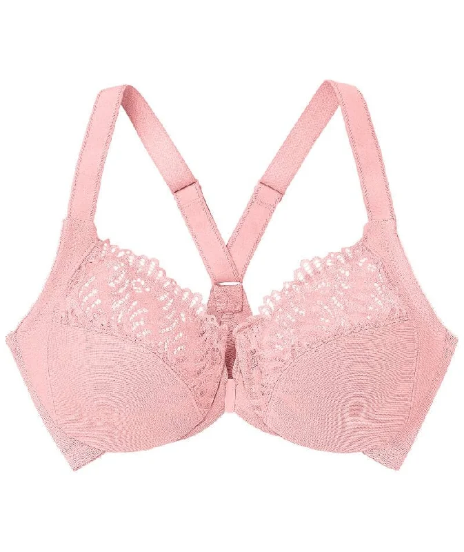 Glamorise Front-Closure T-Back WonderWire Bra - Blush