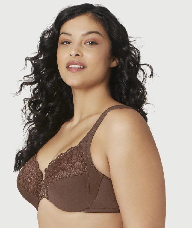 Glamorise Low Cut WonderWire Lace Bra - Mocha