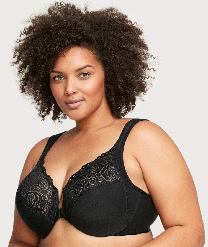 Glamorise WonderWire Front-Closure Bra - Black