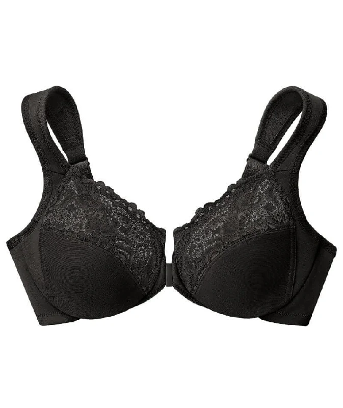 Glamorise WonderWire Front-Closure Bra - Black