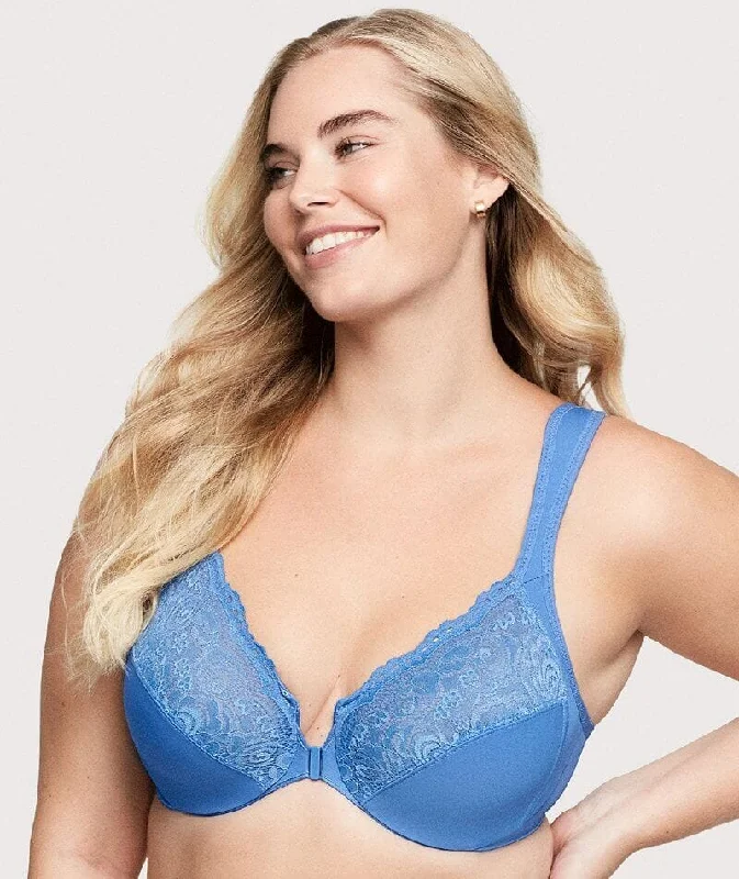 Glamorise WonderWire Front-Closure Bra - Blue