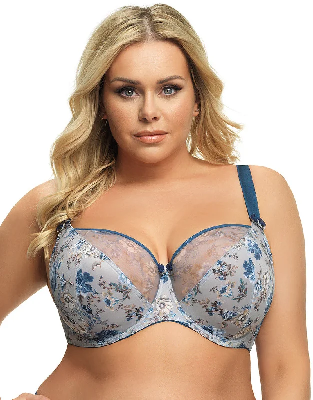 Gorsenia Nina Balconette Bra Grey/Blue Floral