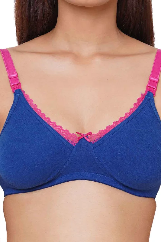 Organic Cotton Antimicrobial Laced Soft Nursing Bra-IMB003A