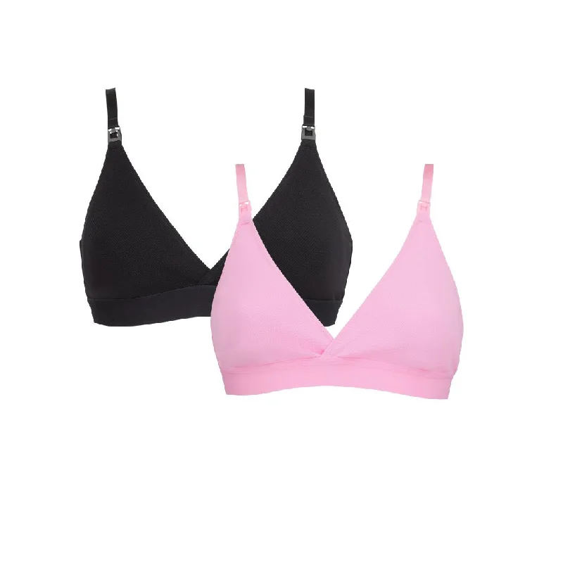 Maya Black + Pink Nursing Bra set