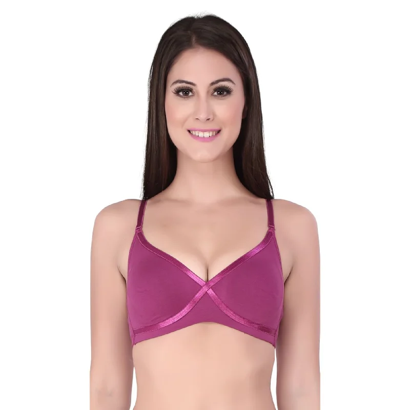 Medium Coverage Non Padded Non wired Cross Over Seamless Bra-CB-402