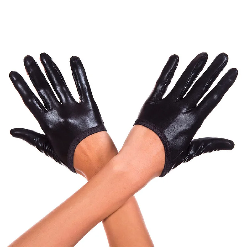 Music Legs Cropped Wet Look Gloves