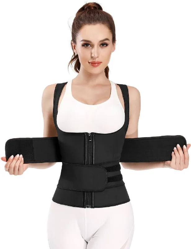 New Latex Zippered Double Belt 9 Steel Bones One-piece Abdomen Vest Sling Shaper