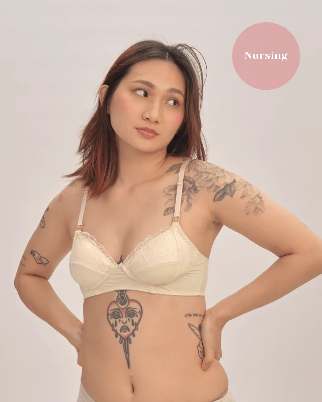 nursing - fair lady padded bralette in cream