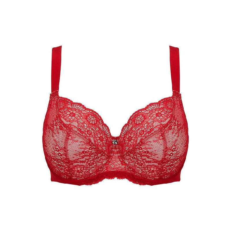 Peony Lace Premium Support Bra - Savvy Red