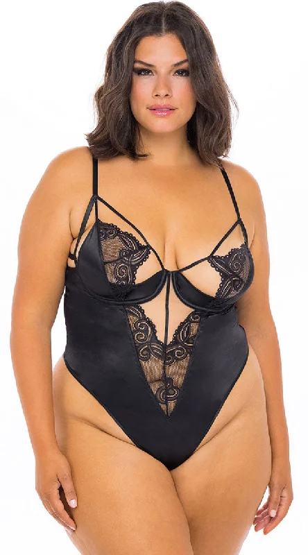 Plus Size Caught A Vibe Satin Teddy