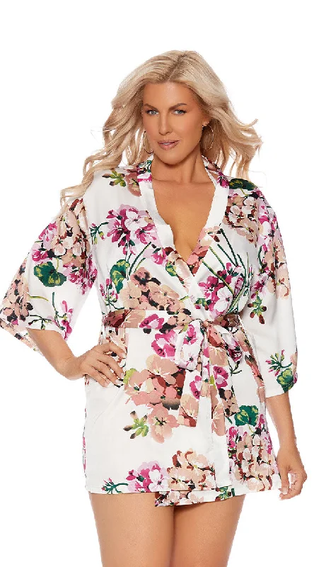 Plus Size Springtime Luxury Satin Robe