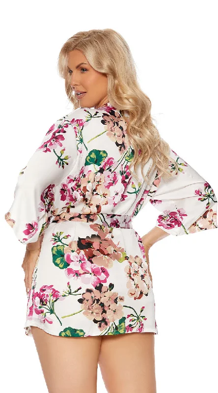 Plus Size Springtime Luxury Satin Robe