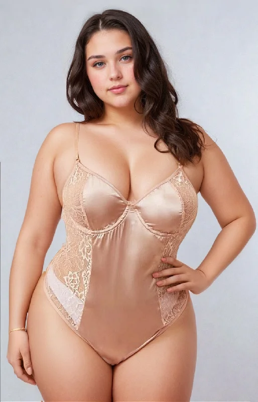 Plus Size Tempting Satin Teddy