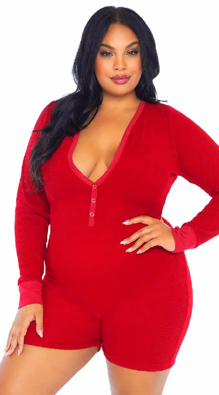 Plus Sized Love Me Long Johns Romper