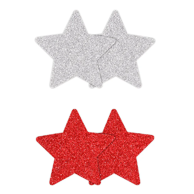 Pretty Pasties Glow In The Dark Glitter Star & Cross Nipple Pasties