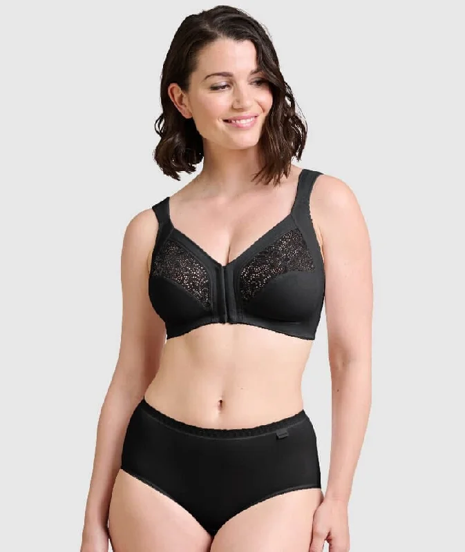 Sans Complexe Clara Front Closure Wire-free Lace Bra - Black