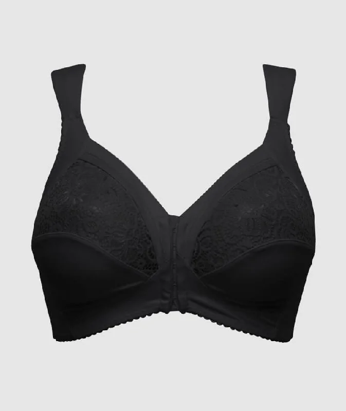 Sans Complexe Clara Front Closure Wire-free Lace Bra - Black