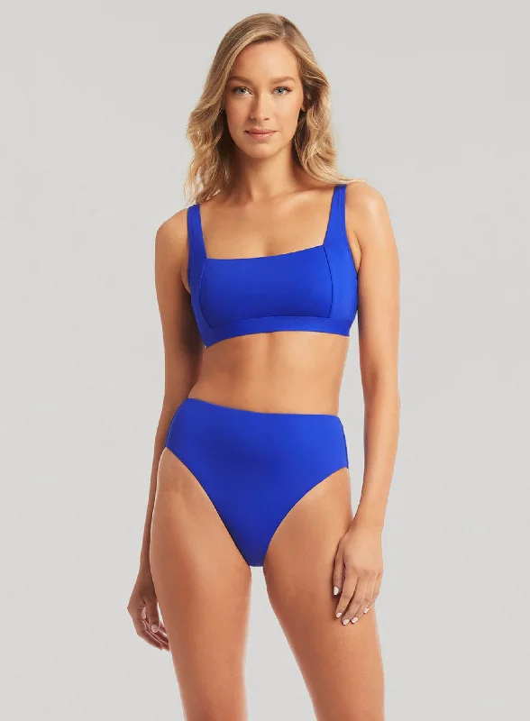 Sea Level: Eco Essentials Retro High Waist Bikini Pant Cobalt