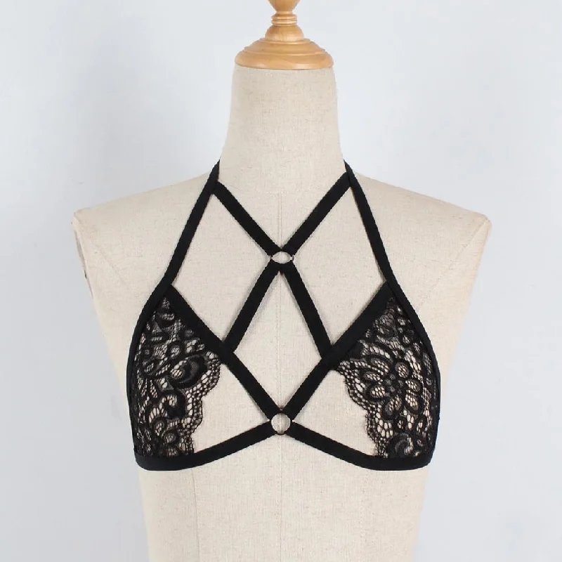 Sexy Erotic Lingerie Lace Strap Halter Bra Bandage