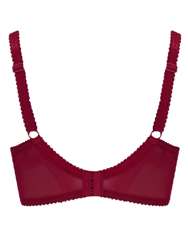 Sirens By Pour Moi Sofia Lace Embroidered Side Support Bra Ruby Red