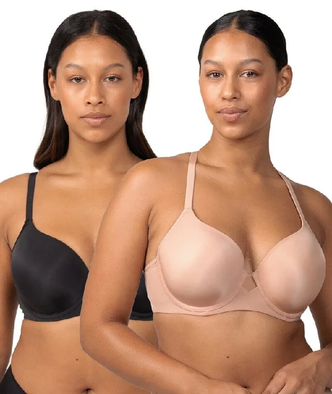 Triumph Body Make-up Smooth Underwired Padded Bra 2 Pack - Black/Blusher Beige