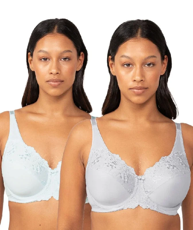 Triumph Embroidered Minimiser Bra 2 Pack - Green/Grey