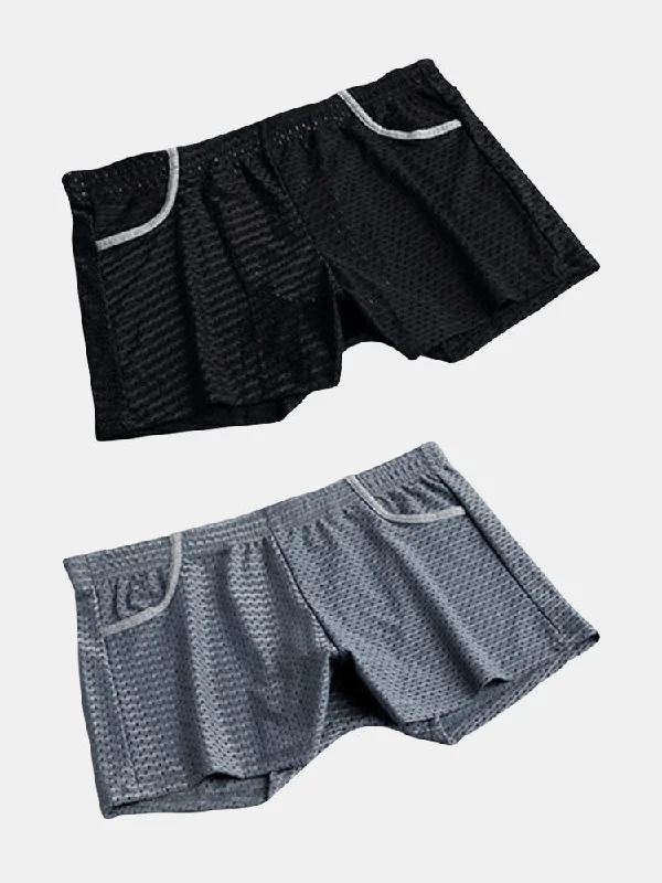 2 Pack Loose Home Underwear Breathable Mesh Shorts