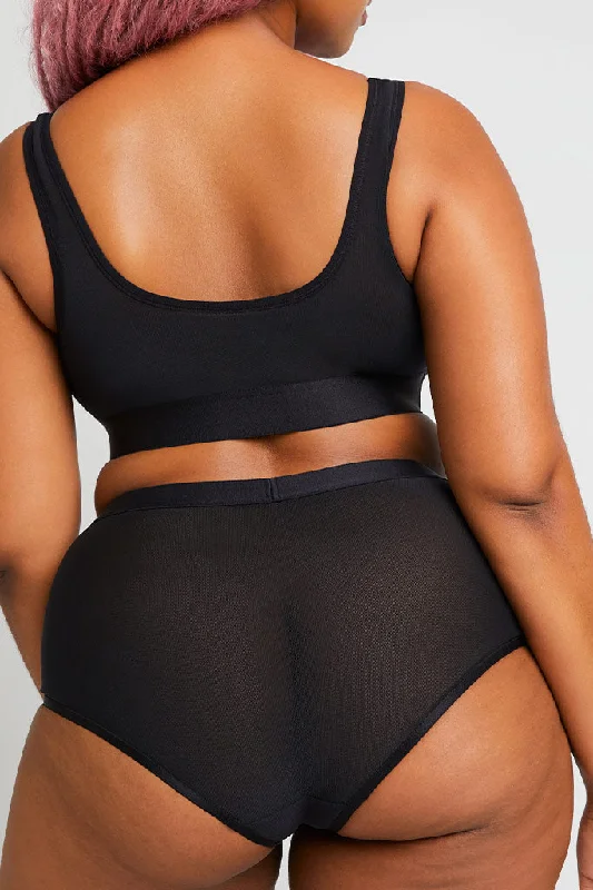 Sieve High-Waist Brief in Black